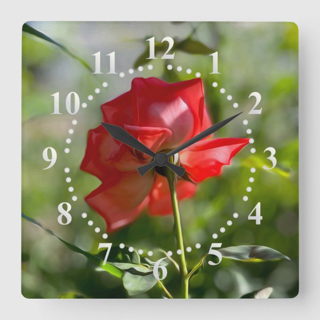 Reloj Cuadrado A red rose (Anverso)