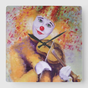 Reloj Cuadrado A sweet clown playing the violin