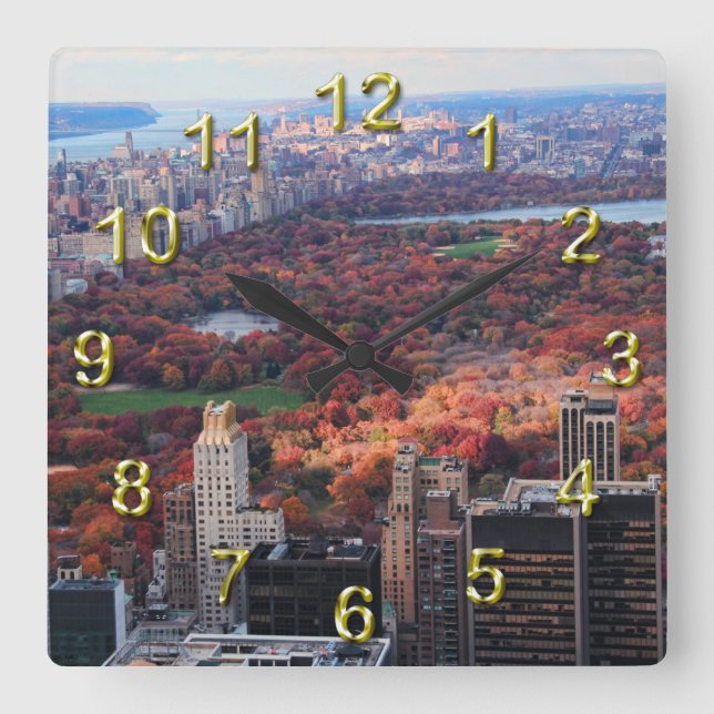 Reloj Cuadrado A view from above: Autumn in Central Park 01 (Anverso)