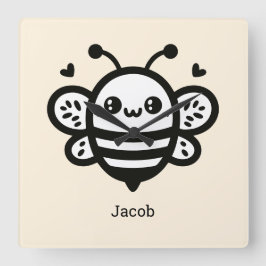 Reloj Cuadrado Abeja dulce de miel - Kawaii Lursery Line Art