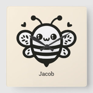Reloj Cuadrado Abeja dulce de miel - Kawaii Lursery Line Art