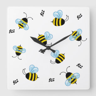 Reloj Cuadrado Abejas de miel bulliciosas abejas