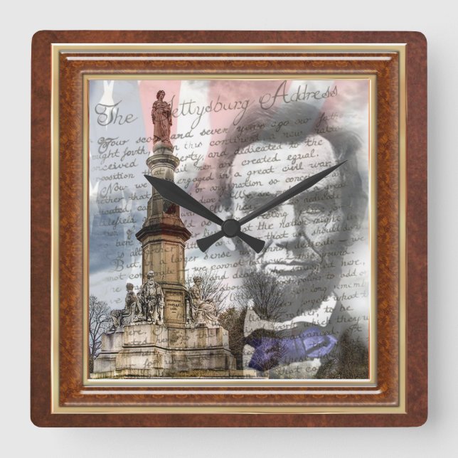 Reloj Cuadrado Abraham Lincoln 10,75" (Anverso)