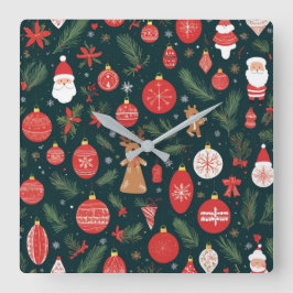 Reloj Cuadrado Abrazando el espíritu de los Navidades, Feliz Navi