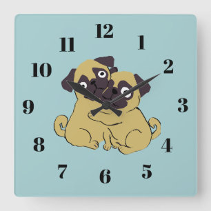Reloj Cuadrado Abrazo de pug