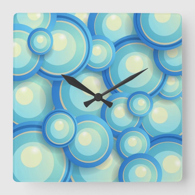 Reloj Cuadrado Abstract blue in green (Anverso)