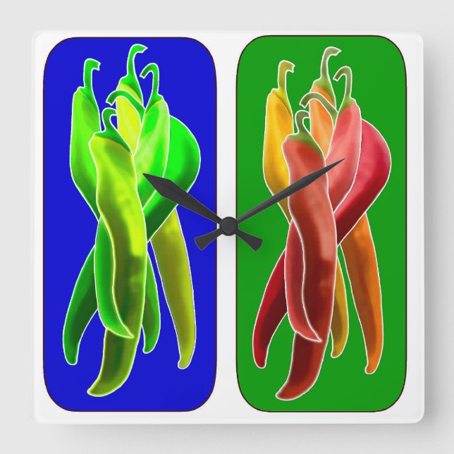 Reloj Cuadrado Abstract Chiles Wall Clock (Anverso)