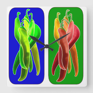 Reloj Cuadrado Abstract Chiles Wall Clock