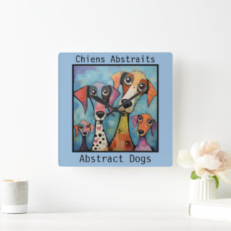 Reloj Cuadrado Abstract Dogs blue