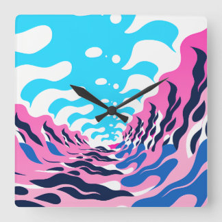 Reloj Cuadrado Abstract Dream Wave – Vibrant Surreal Flow