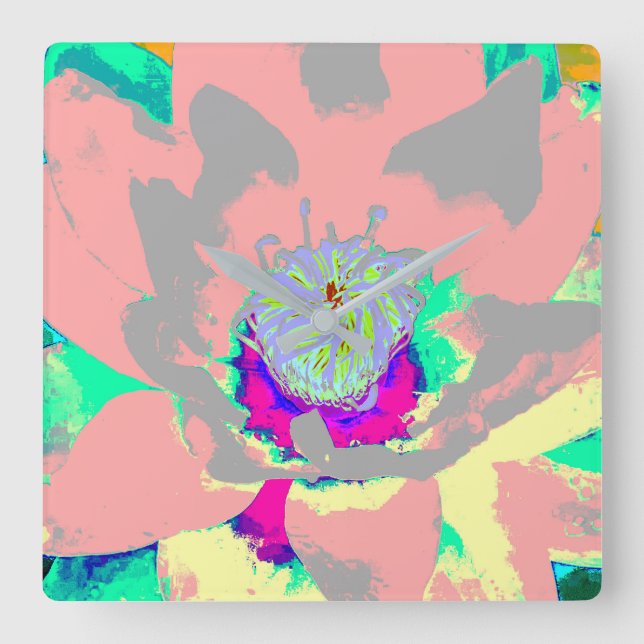 Reloj Cuadrado Abstract floral clock (Anverso)