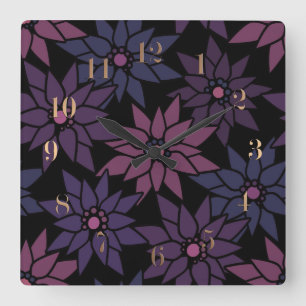 Reloj Cuadrado Abstract floral flowers romantic pattern cartoon r