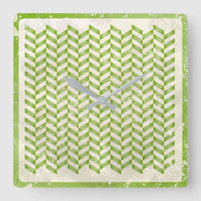 Reloj Cuadrado Abstract herringbone in greenery (Anverso)