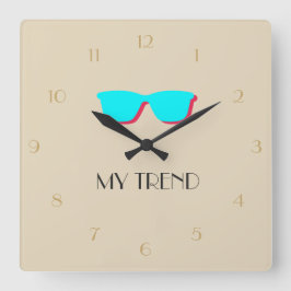 Reloj Cuadrado Abstract Retro Pop Art - Turquoise & Pink Glasses