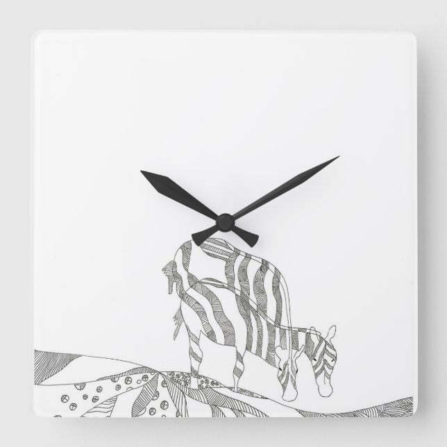 Reloj Cuadrado Abstract stick figure custom mug giraffe (Anverso)