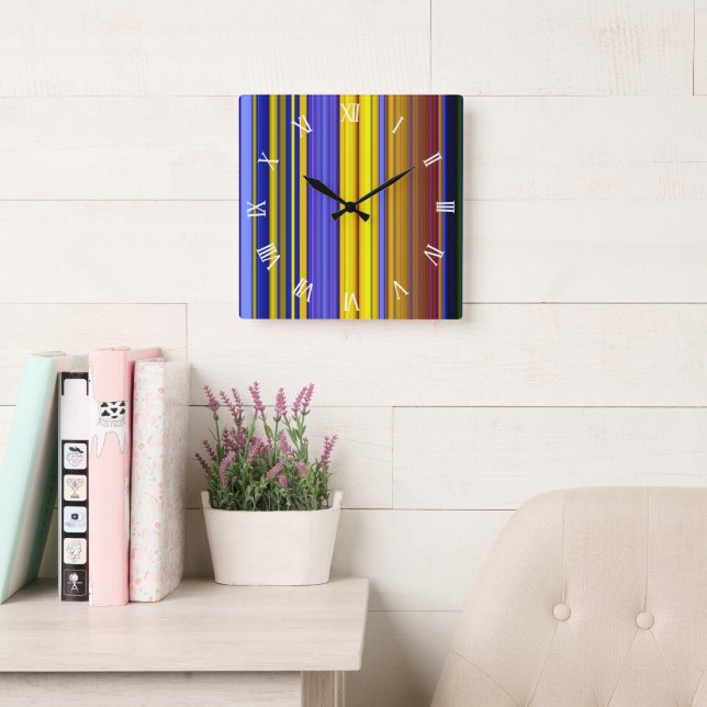Reloj Cuadrado Abstract Stripes Design 1 (Sala de lectura)