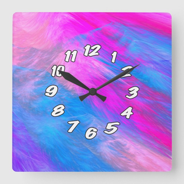 Reloj Cuadrado Abstracto de golosinas numeradas (Anverso)