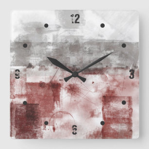 Reloj Cuadrado abstracto gris blanco negro borgoñón