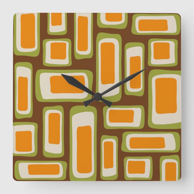 Reloj Cuadrado Abstracto Retro Moderno de Mitad de Siglo (Anverso)