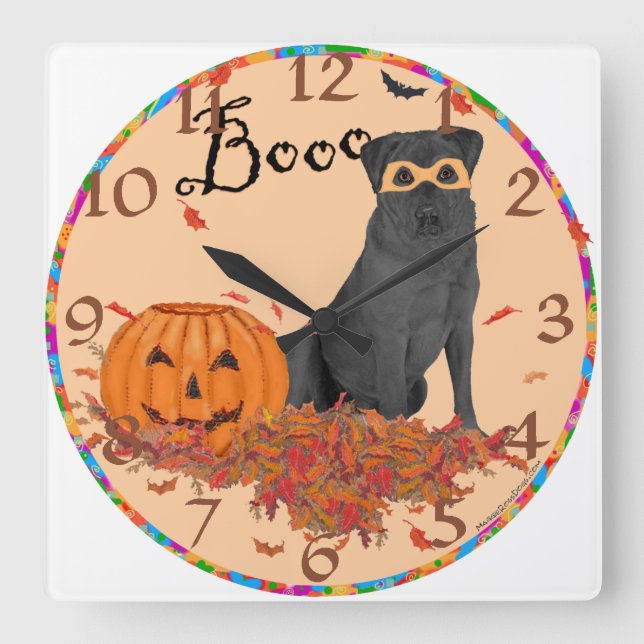 Reloj Cuadrado ¡Abucheo negro del labrador retriever! (Anverso)