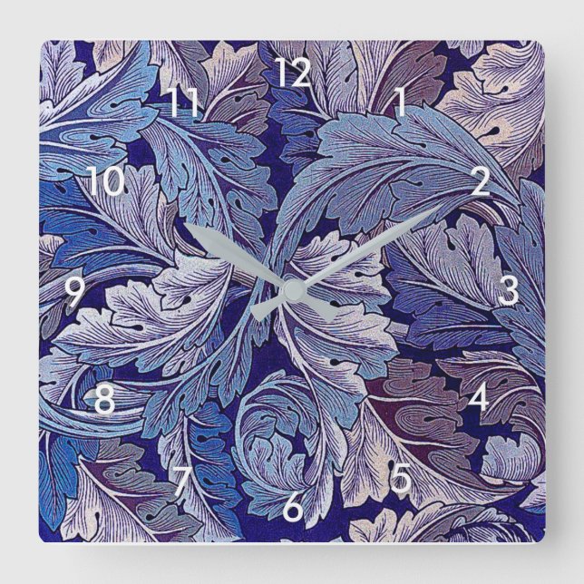 Reloj Cuadrado Acanthus Purple, William Morris (Anverso)