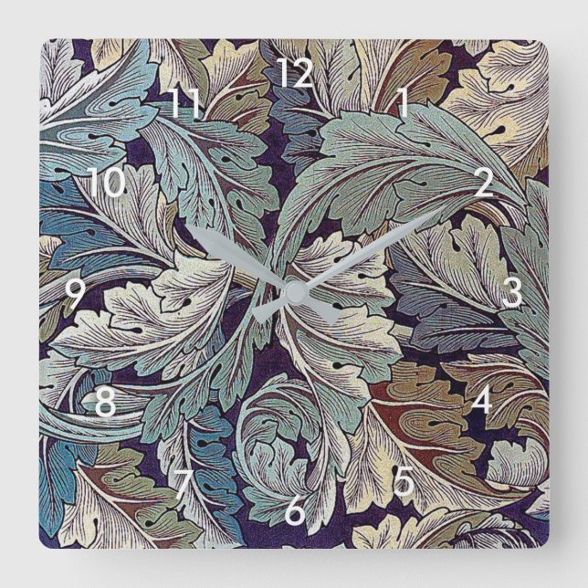 Reloj Cuadrado Acanthus, William Morris (Anverso)