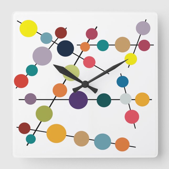 Reloj Cuadrado Aceitunas modernas de mediados del siglo (Anverso)