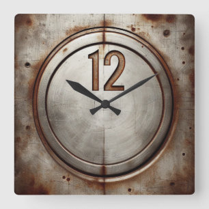 Reloj Cuadrado acero oxidado