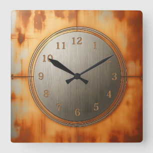 Reloj Cuadrado acero oxidado