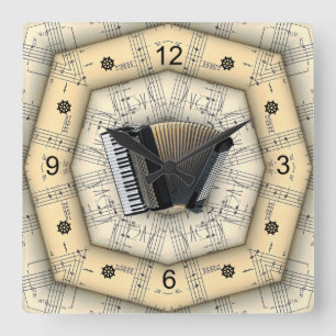 Reloj Cuadrado Acordeón ~ Diseño musical extraño ~ Único ~