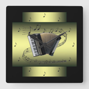 Reloj Cuadrado Acordeón~ Musical Swirl ~ Notas ~ * ~