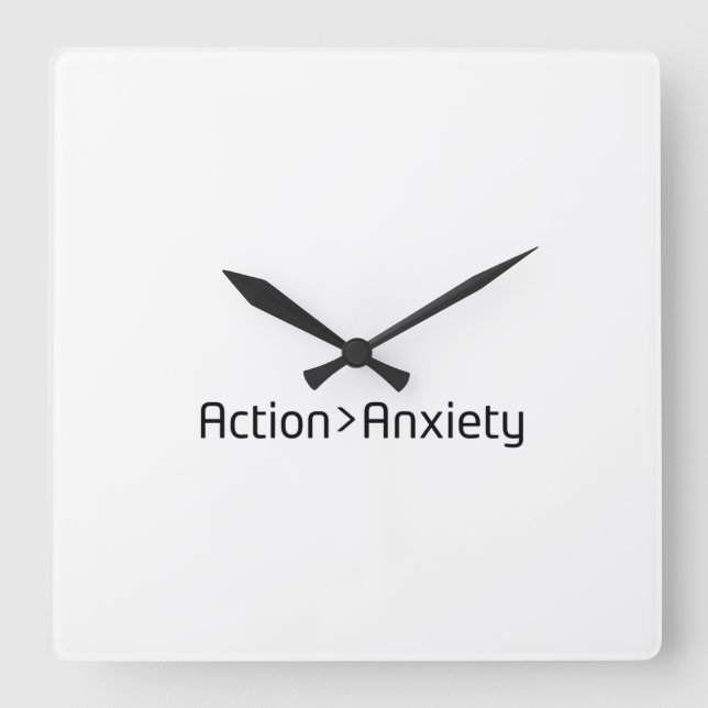 Reloj Cuadrado Action Over Anxiety Minimalist Square Clock (Anverso)