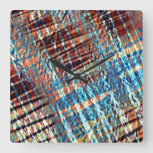 Reloj Cuadrado Actos azules y marrones cruzados de forma ruidosa