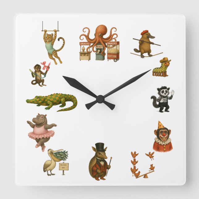 Reloj Cuadrado actos del circo Dingaling Bros (Anverso)