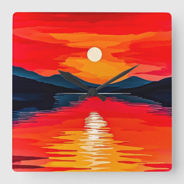 Reloj Cuadrado Acuarela (Anverso)