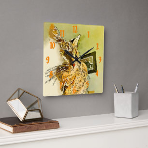 Reloj Cuadrado Acuarela de la nariz del corazón de las barbas de