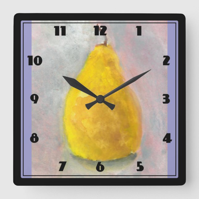 Reloj Cuadrado Acuarela de vida residual de Golden Pear (Anverso)
