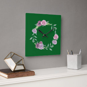 Reloj Cuadrado Acuarela minimalista simple agregue el texto del n