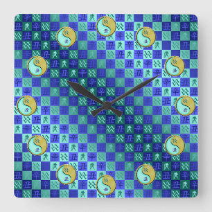 Reloj Cuadrado Acuario & Buey de Metal