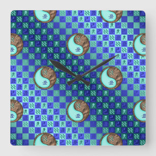 Reloj Cuadrado Acuario & Buey de Tierra