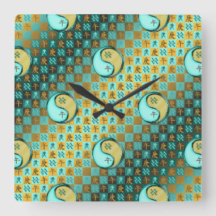 Reloj Cuadrado Acuario & Caballo de Metal