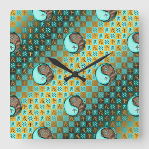 Reloj Cuadrado Acuario & Caballo de Tierra