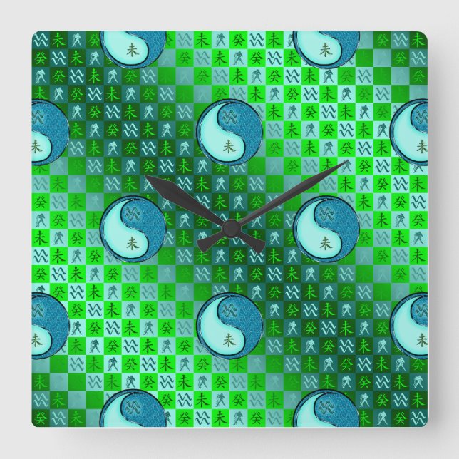 Reloj Cuadrado Acuario & Cabra de Agua (Anverso)