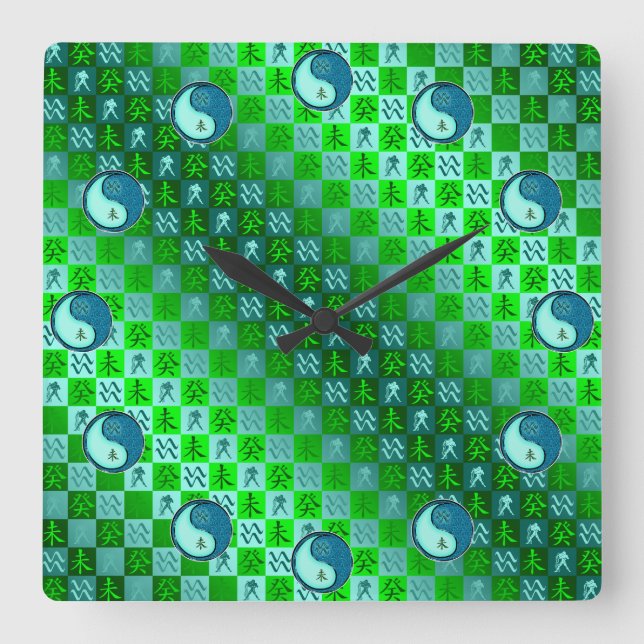 Reloj Cuadrado Acuario & Cabra de Agua (Anverso)