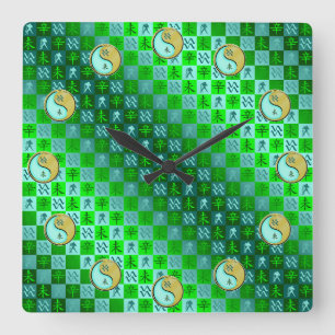 Reloj Cuadrado Acuario & Cabra de Metal