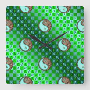 Reloj Cuadrado Acuario & Cabra de Tierra