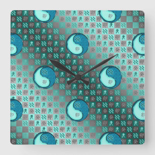 Reloj Cuadrado Acuario & Conejo de Agua