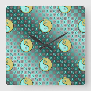 Reloj Cuadrado Acuario & Conejo de Metal