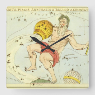 Reloj Cuadrado Acuario, Constelación Antigua, Espejo de Urania