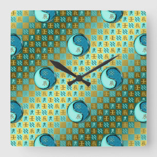 Reloj Cuadrado Acuario & Dragón de Agua